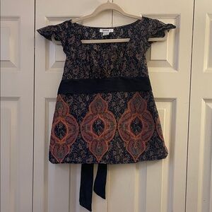 Elegant Navy and Orange Women's Top